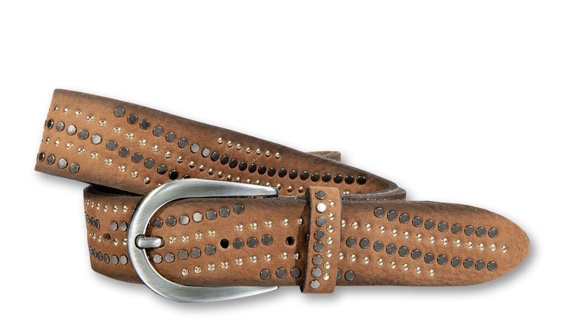 B.Götz Ledergürtel braun Nubuk Nieten 351709