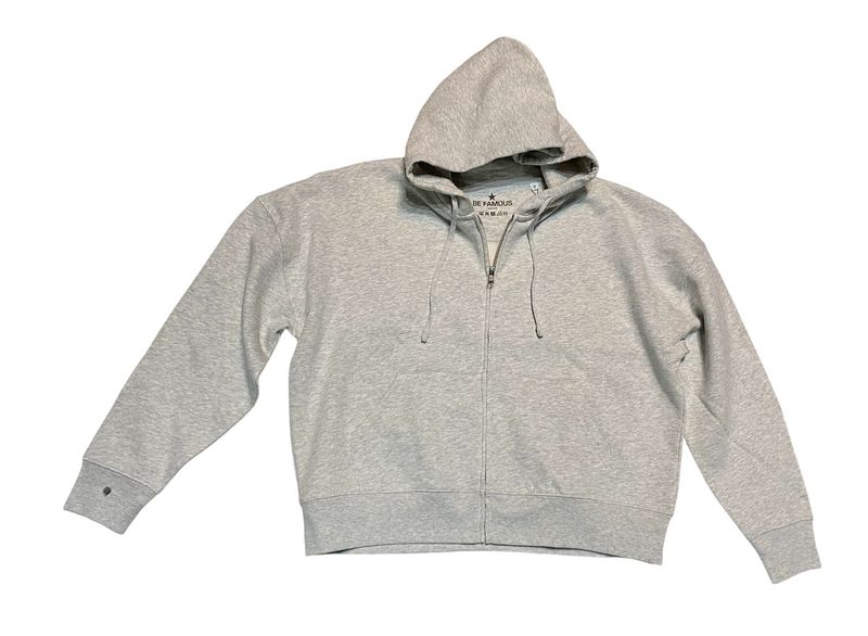 Be Famous Women Organic Drop Shoulder Zip Hoodie cool heather BFW2420-6-2