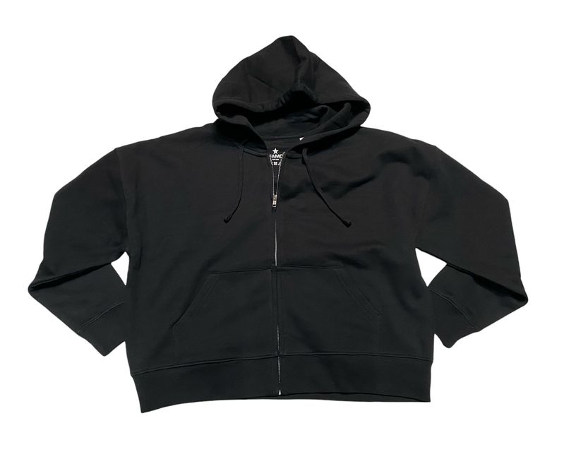 Be Famous Women Organic Drop Shoulder Zip Hoodie black BFW2420-2-2