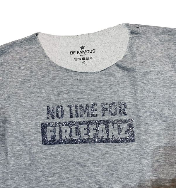 Be Famous  BFW2067-4-2 Raw Edge Crew Neck Sweatshirt heather grey GlitterPrint: TIFOFI