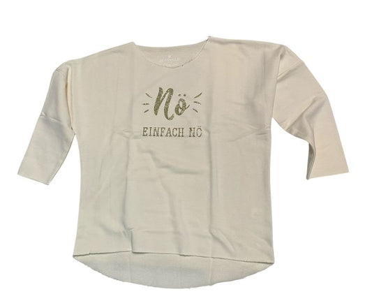 Be Famous  BFW2067-2-2 Raw Edge Crew Neck Sweatshirt vintage white GlitterPrint: NÖ EINFACH öO