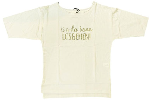 Be Famous  BFW2301-2-2 Women Extended Sleeve T-Shirt vintage white Print: BIDAKALO silver gold Glitter