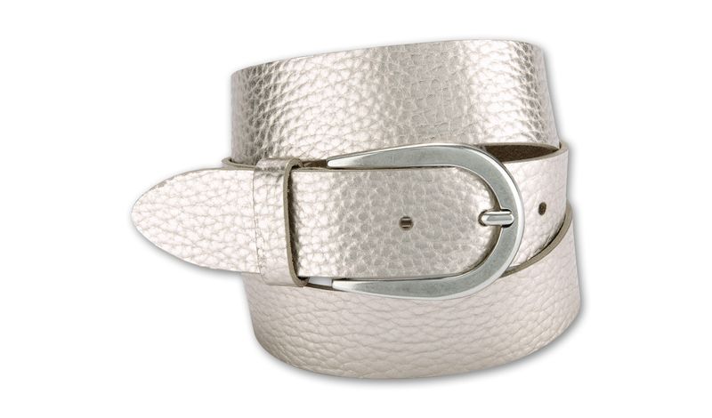Bernd Götz Rindnappa-Ledergürtel platin moonlight 3,5cm breit 351594