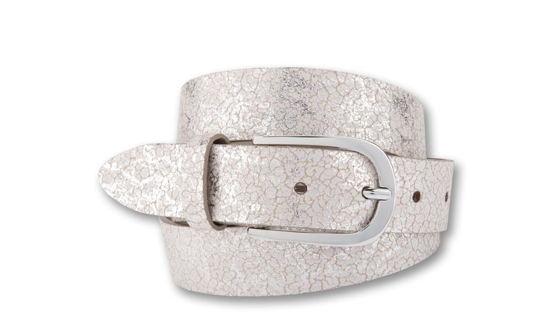 Bernd Götz Rindleder Gürtel Sahara beige/silber printed 3cm breit 301903