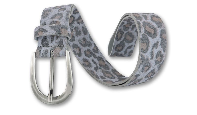 Bernd Götz Velours Ledergürtel blau Leoprint 3,5cm breit 351929
