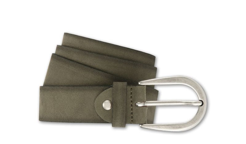 Bernd Götz Velours Ledergürtel olive 3,5cm breit 351363