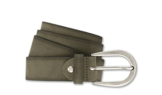 Bernd Götz Velours Ledergürtel olive 3,5cm breit 351363