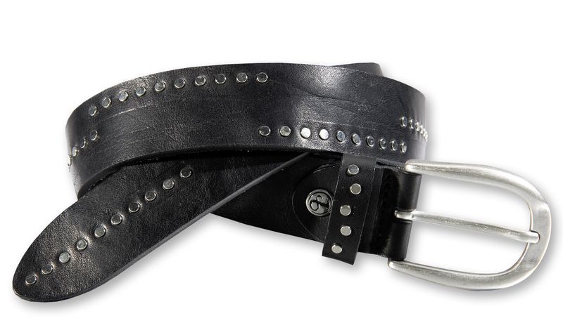 Bernd Götz Vollrindledergürtel Pull-Up schwarz 3,5cm breit Nieten 351746