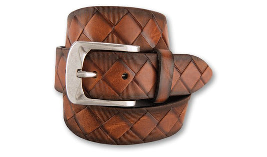 Bernd Götz Walkledergürtel geprägt cognac 4cm breit 402948