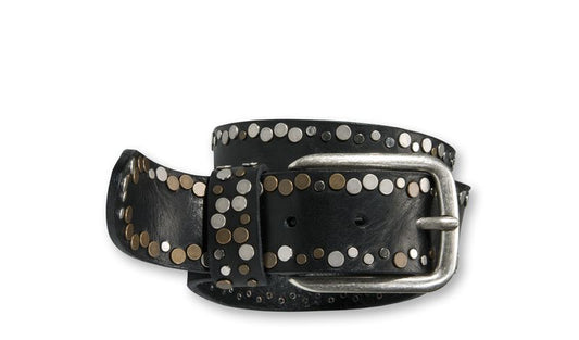 Bernd Götz Walkledergürtel geprägt schwarz 4cm breit Nieten 402205