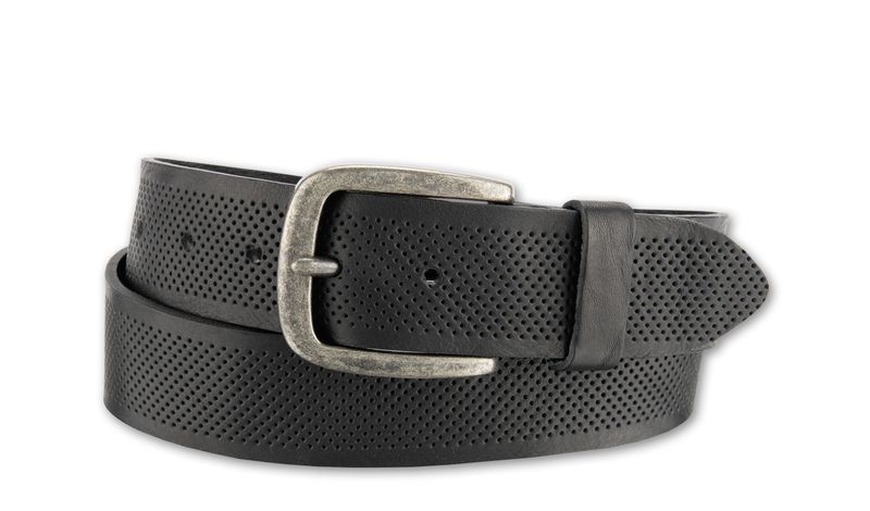 Bernd Götz Walkledergürtel geprägtes Lochmuster schwarz 4,0cm breit 402852
