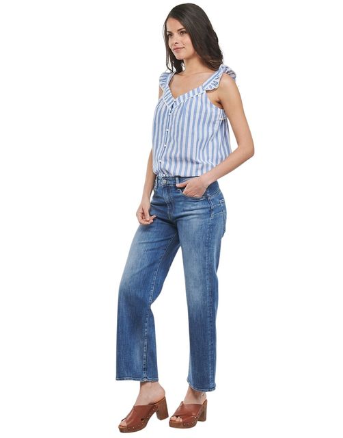 am Model: Le Temps Des Cerises  High Waist Damen Jeans weites Bein knöchellang PULPHIGH24C BAS