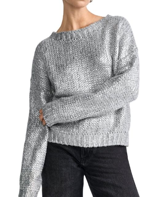 Rich&Royal 2510-181 Foil Printed Crew Neck Pullover 995 silver