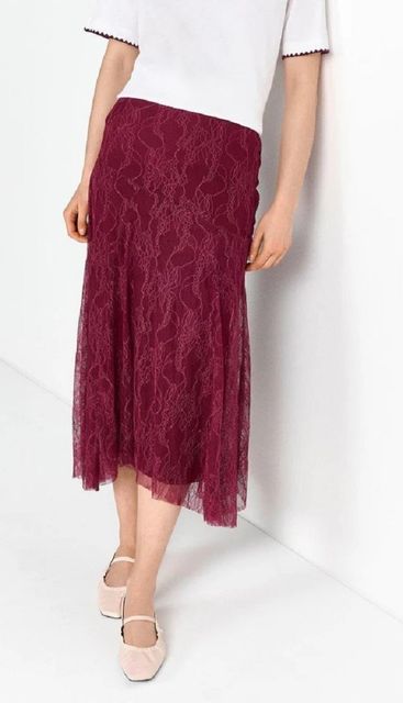 Frontansicht:Rich&Royal 2506-650 Lace Midi Skirt 599 ruby glow