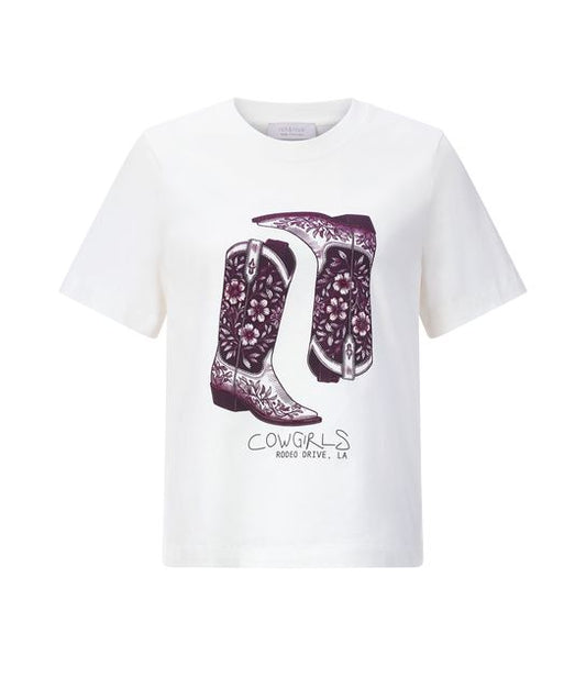 Frontansicht: Rich&Royal T-Shirt 2506-452 pearl white 113 Elegant Fit Cow Girl Boots 