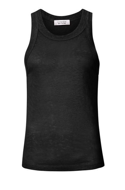 Rich&Royal Tanktop schwarz gestricktes Leinen LINEN TOP