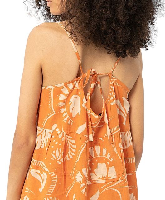 Surkana  luftiges Sommerkleid orange knöchellang Spaghettiträger 524 BEVI 721