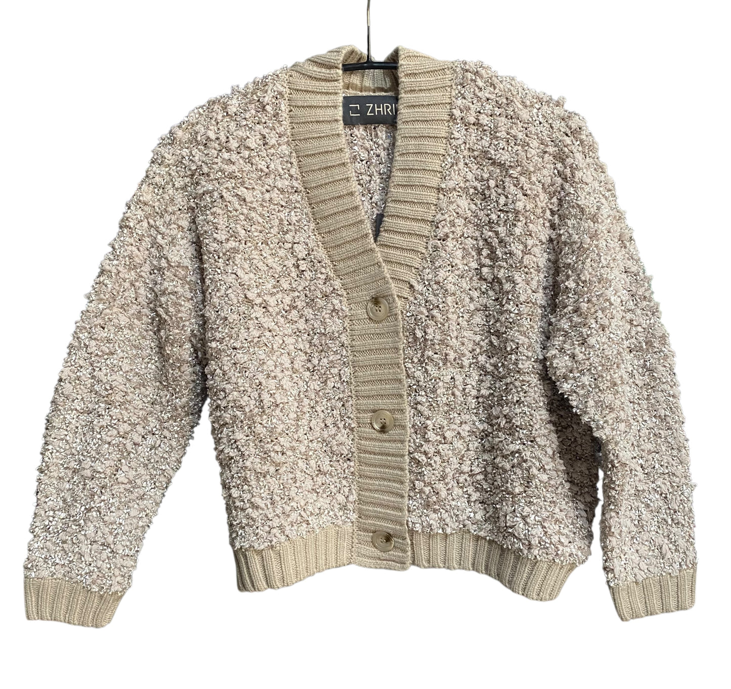 Zhrill cropped Strickcardigan taupe Bouclé ZHGLORIA FRAY ZX147-N3027