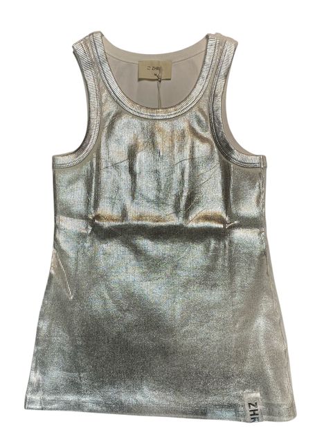 Vorderseite: Zhrill Damen Tanktop metallic silver  Rippjersey ZHARIA METALLIC ZT125205-T020 silver255